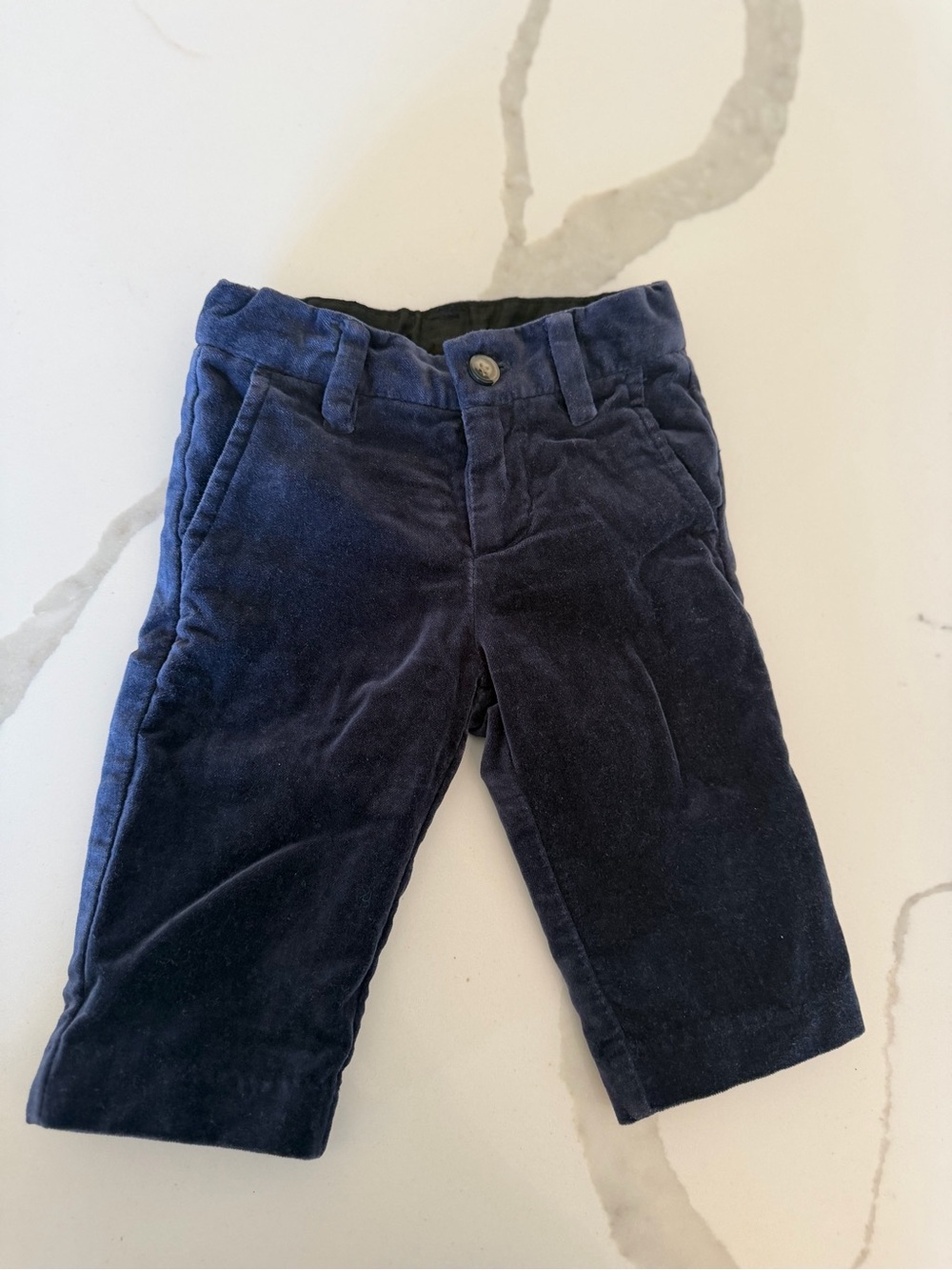 Janie and Jack blue velvet pants 3-6 months lined navy dark blue formal infant